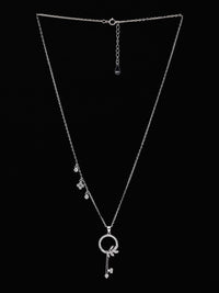 PANASH 925 Sterling Silver Rhodium-Plated CZ-Studded Key Necklace