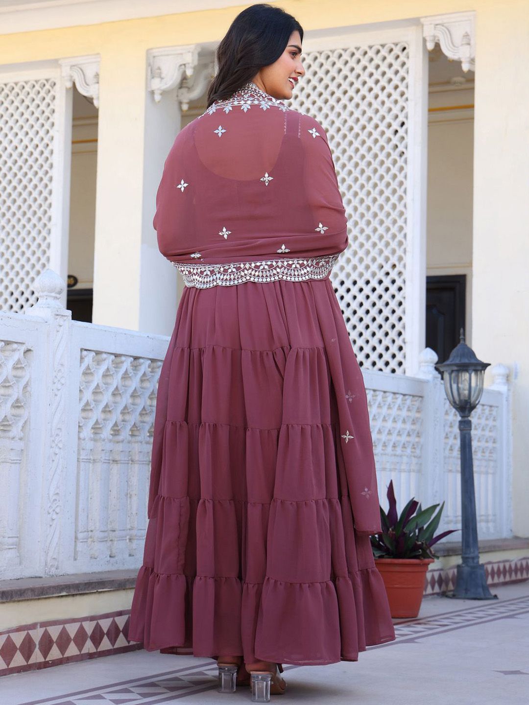 KALINI Women Layered Kurta with Pyjamas & With Dupatta