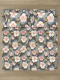 Myntra Elegant Homes Grey & Pink Floral 300 TC King Cadar dengan 2 Sarung Bantal