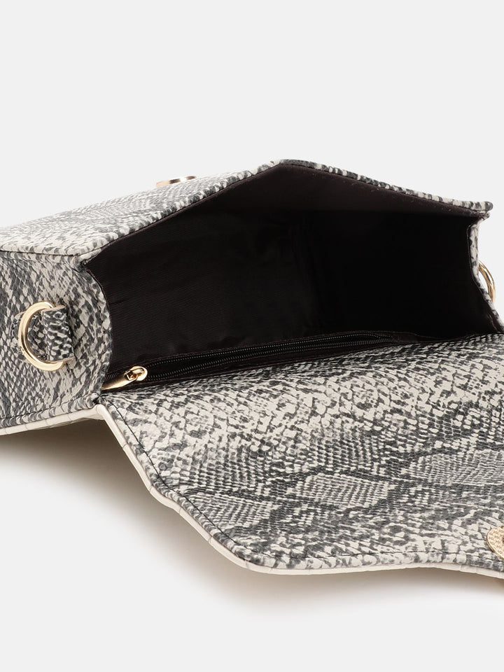 DressBerry Snake Skin Textured Colourblocked Satchel