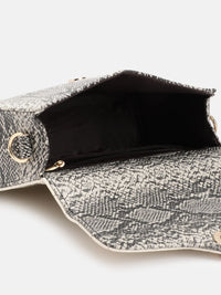 DressBerry Snake Skin Textured Colourblocked Satchel