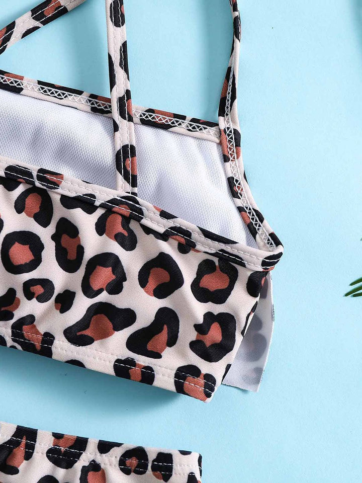 YK Girls Animal Printed Top & Shorts Swim Set