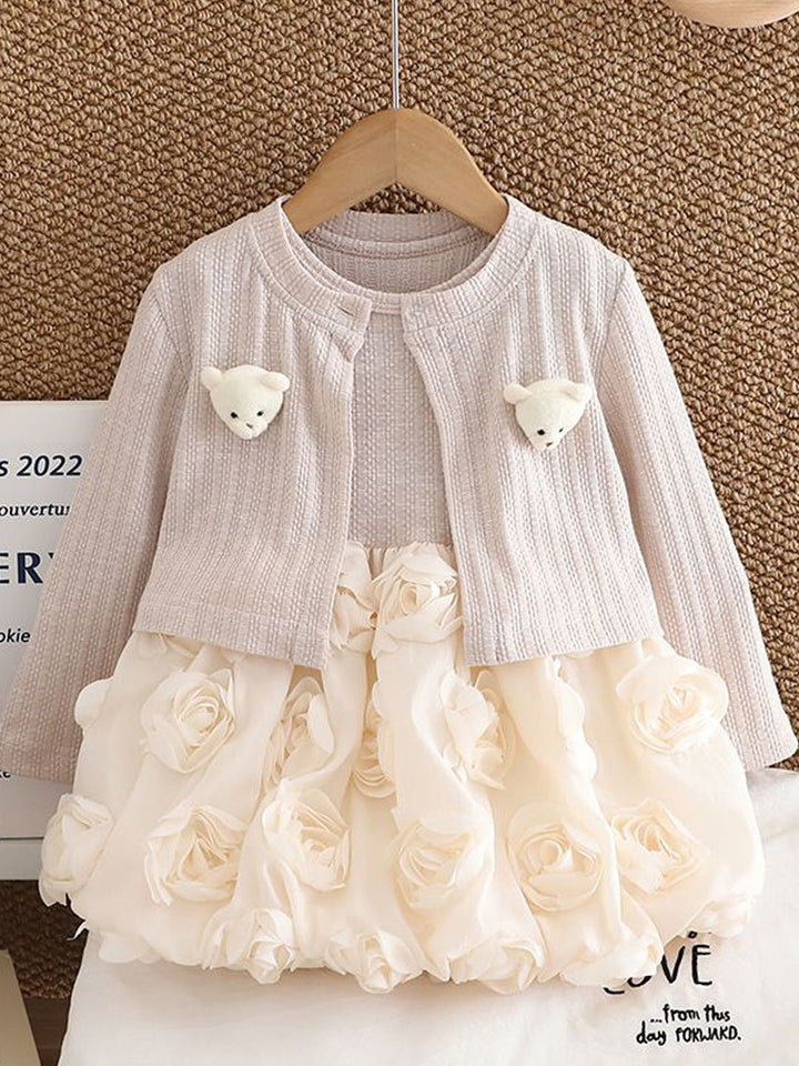 YK Girls Round Neck Cotton A-Line Dress