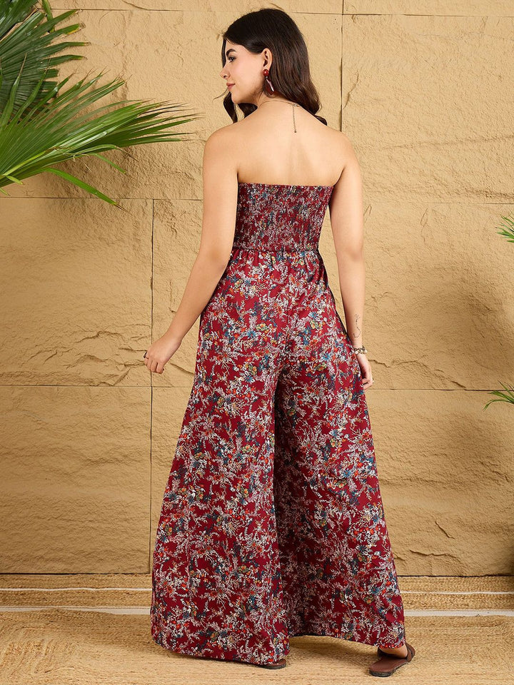 Berrylush Strapless Printed Culotte Jumpsuit
