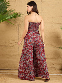 Berrylush Strapless Printed Culotte Jumpsuit
