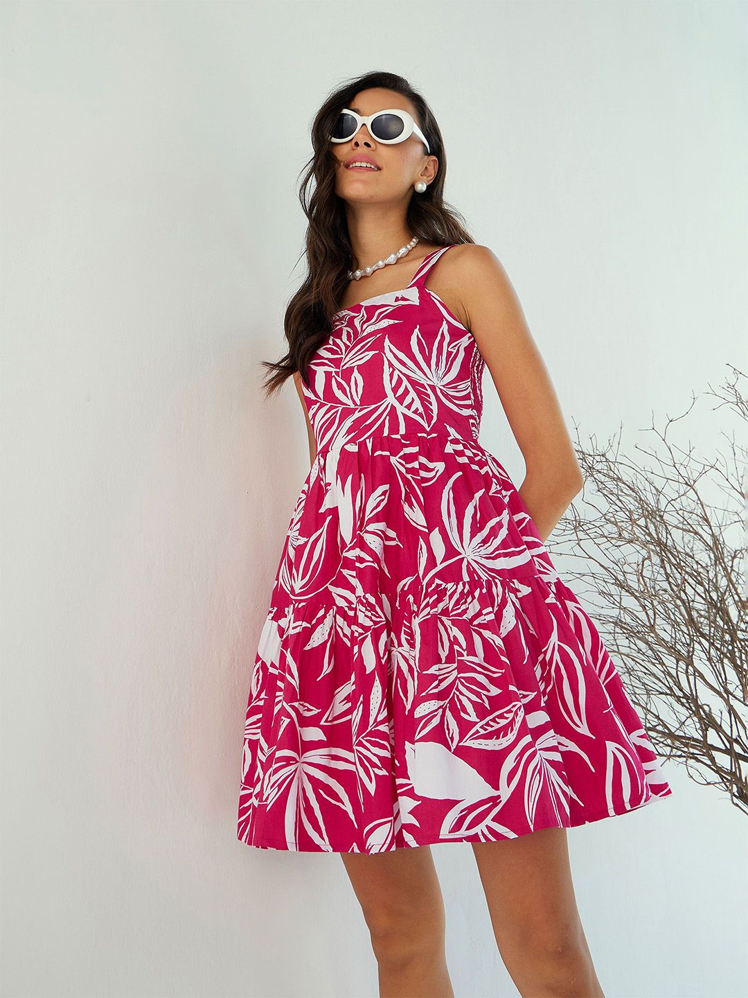 Pink Paprika by SASSAFRAS Floral Print Fit & Flare Dress