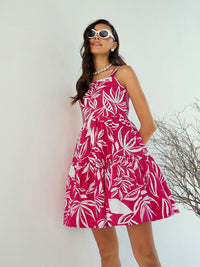 Pink Paprika by SASSAFRAS Floral Print Fit & Flare Dress