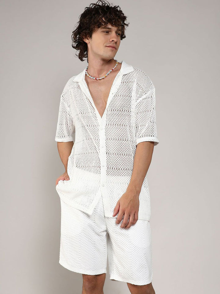 Campus Sutra Oversized Cotton Shirt & Shorts Co-Ords