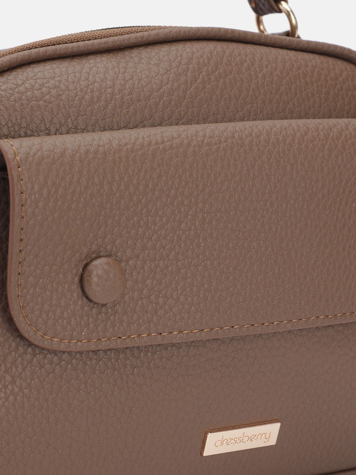 DressBerry Textured Structured Handheld Bag with Detachable Sling Strap