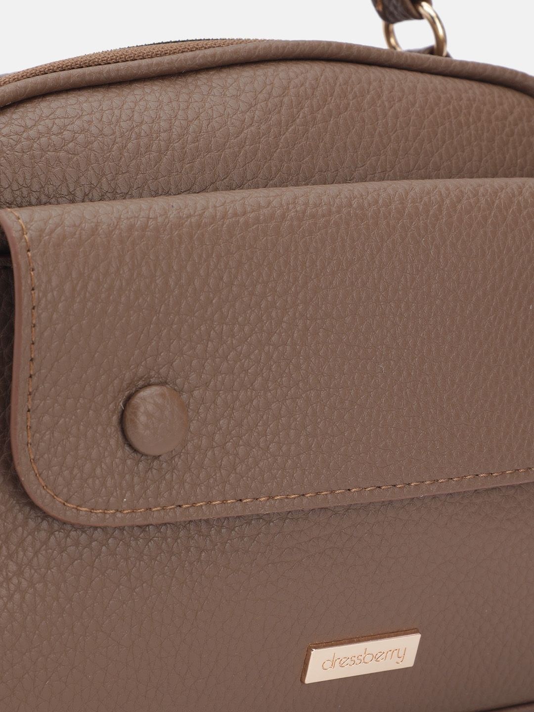 DressBerry Textured Structured Handheld Bag with Detachable Sling Strap