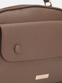 DressBerry Textured Structured Handheld Bag with Detachable Sling Strap