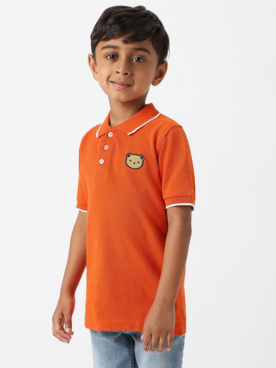 Nauti Nati Boys Bio Finish Graphic Printed Polo Collar Cotton T-shirt