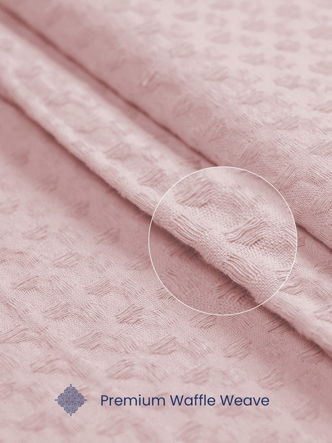 URBAN SPACE Waffle Pink 2 Pieces Cotton Long Door Curtains