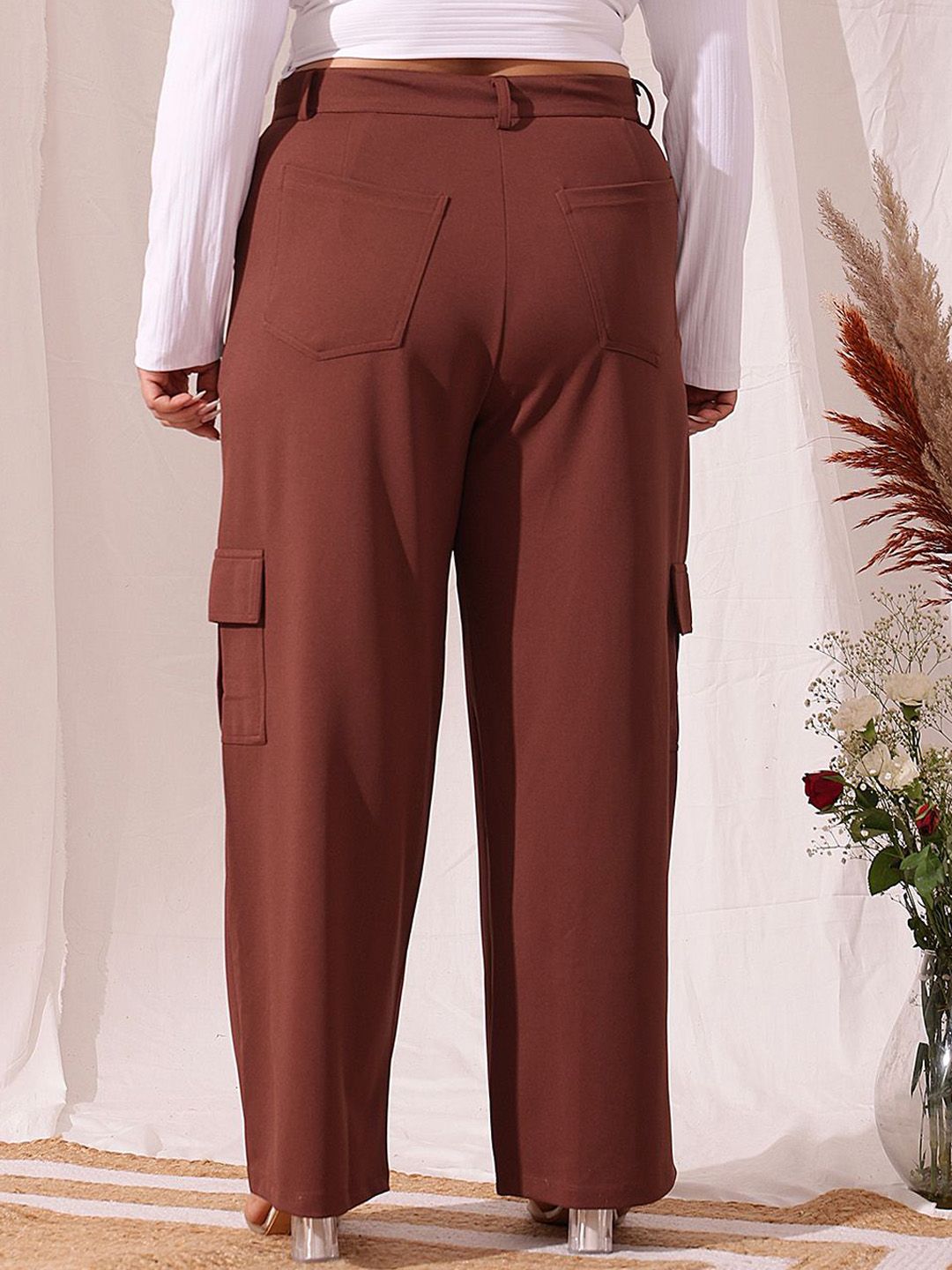 CURVY STREET Women Relaxed Straight Fit Cargos Trousers