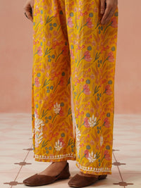 House of Chikankari Women Printed Regular Chikankari Kurta with Trousers