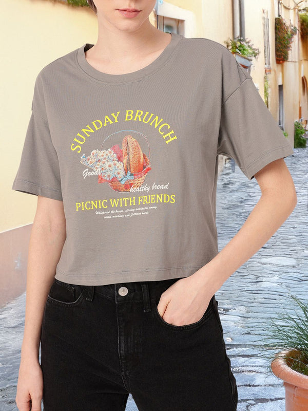 T-shirt berkotak bercetak bandar berpakaian bandar