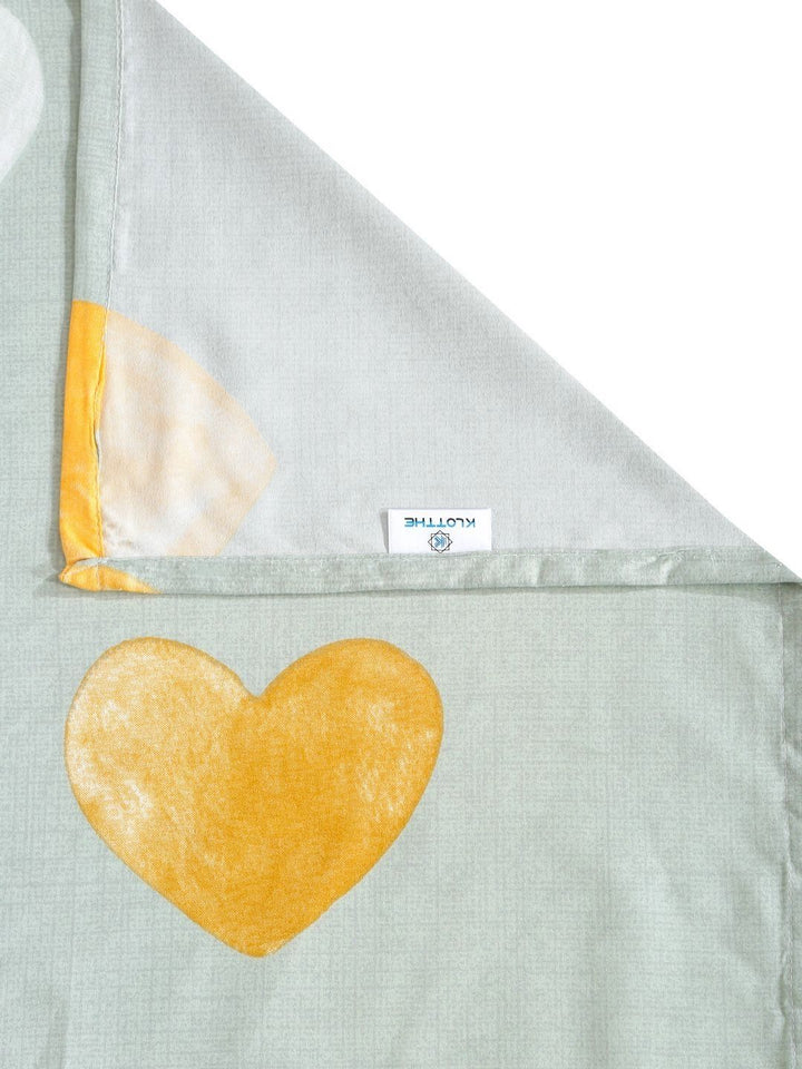 KLOTTHE Green Graphic Cotton Breathable 300 TC King Cadar Halus dengan 2 Sarung Bantal-98 x 89 inci