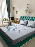 Myntra Elegant Homes Grey Floral 300 TC Bedsheet with 2 Pillow Covers