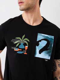 SPYKAR Men Graphic Printed Round Neck Cotton Slim Fit T-shirt