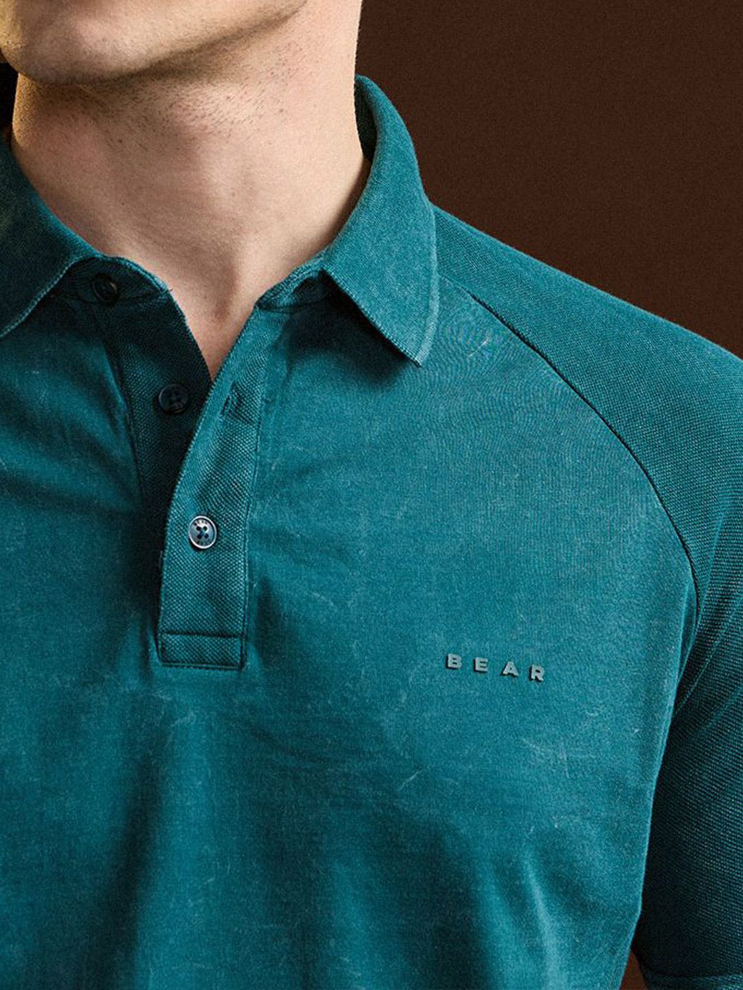 THE BEAR HOUSE Men Regular Fit Solid Polo Collar Cotton T-shirt