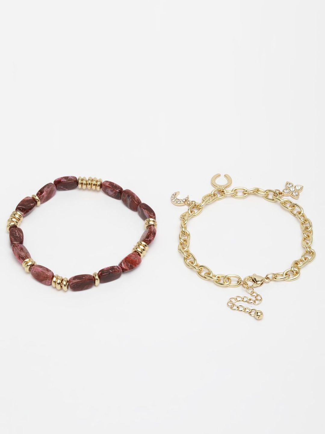 DressBerry Wanita Brass Cubic Zirconia Gelang Pesona Saduran Emas