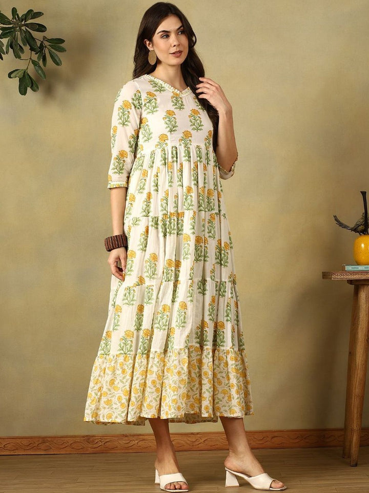 Mamicha Floral Print A-Line Maxi Dress
