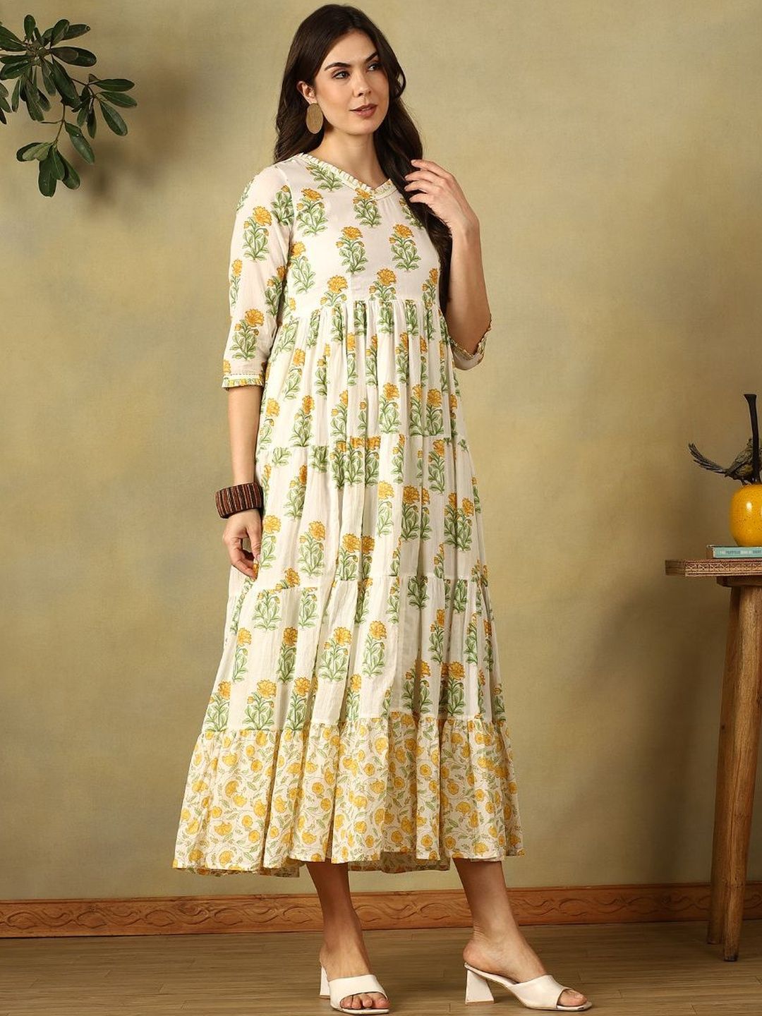 Mamicha Floral Print A-Line Maxi Dress