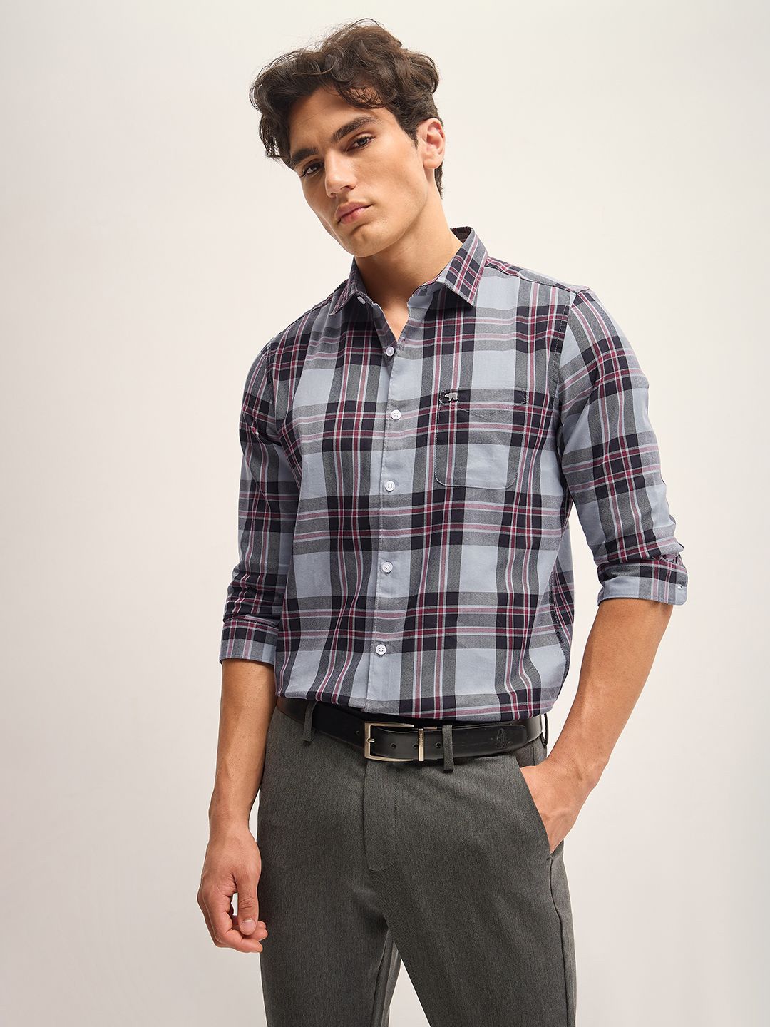 THE BEAR HOUSE Men Slim Fit Tartan Checks Casual Shirt