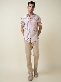 Thomas Scott Men Premium Fit Spread Collar Geometric Printed Casual Shirt