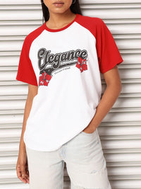 DressBerry Timeless Elegance Printed Raglan Sleeves Relaxed Fit T-shirt