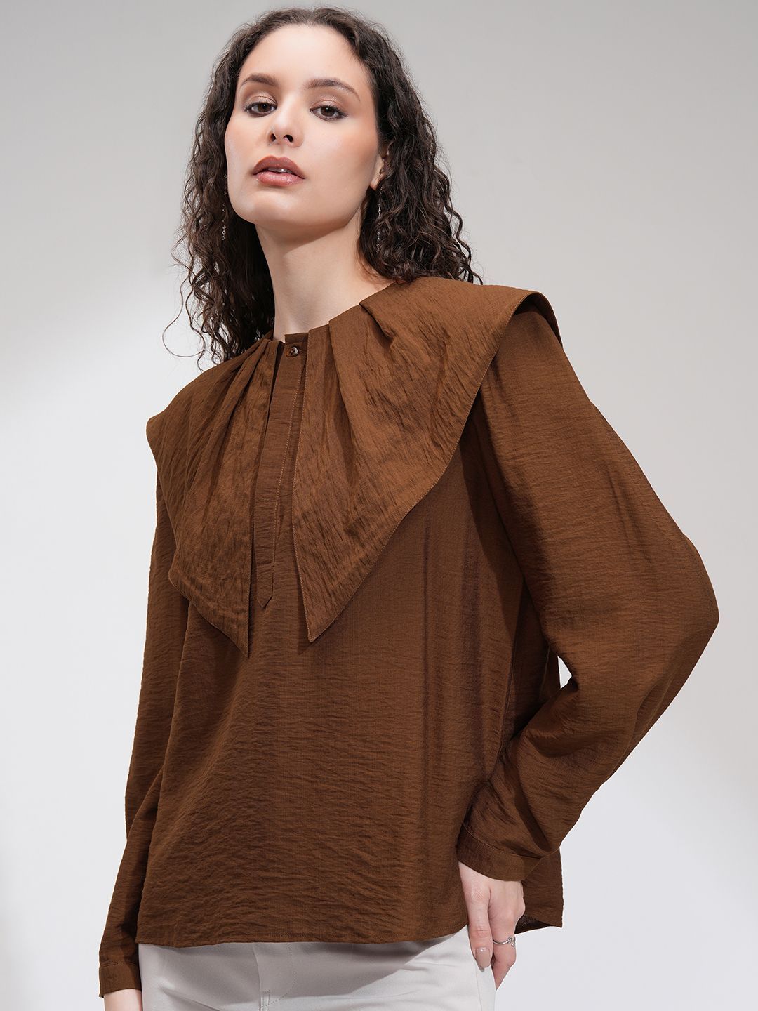 ESPYR By Tokyo Talkies Women Solid Exaggerated Collar Top
