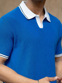 Powerlook SS25 Colourblocked Contrast Polo Collar T-Shirt