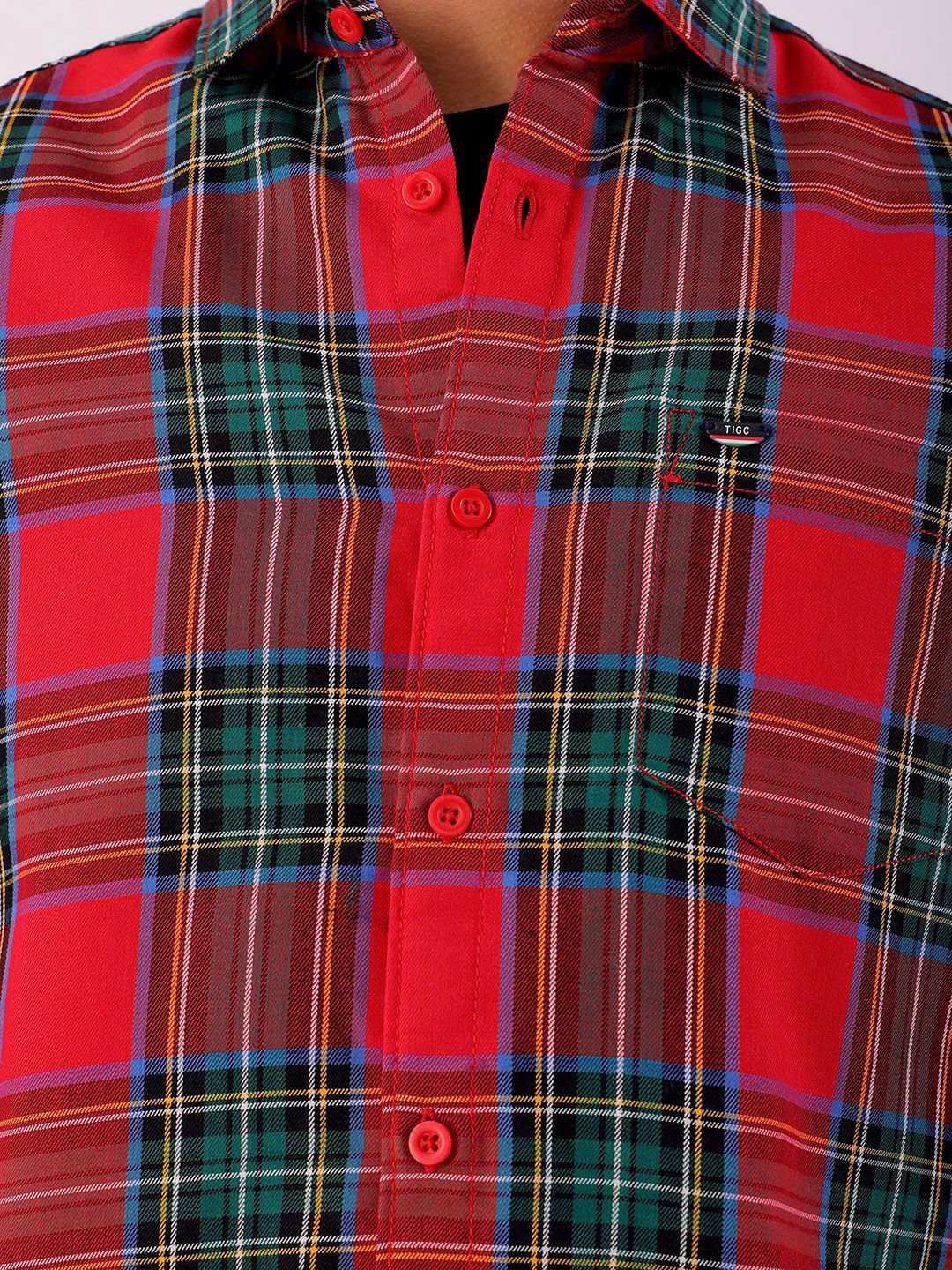 The Indian Garage Co Men Cutaway Collar Checked Cotton Slim Fit Casual Shirt