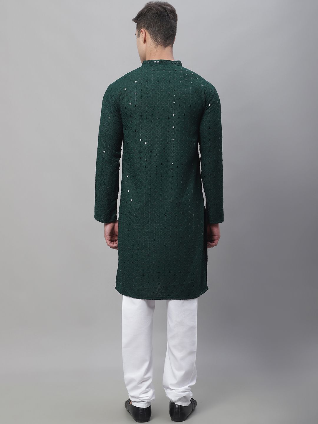 SOJANYA Geometric Embroidered Pure Cotton Kurta With Churidar