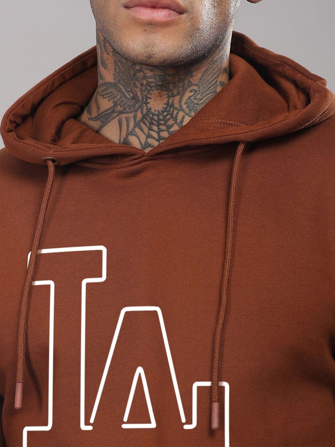 ADRO Men Graphic Printed Hood Cotton Pullover Sweatshirt