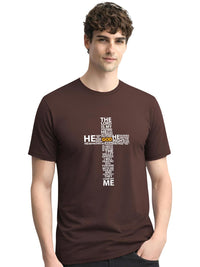 ADRO Cross Typography Printed Round Neck Short Sleeves Cotton T-shirt