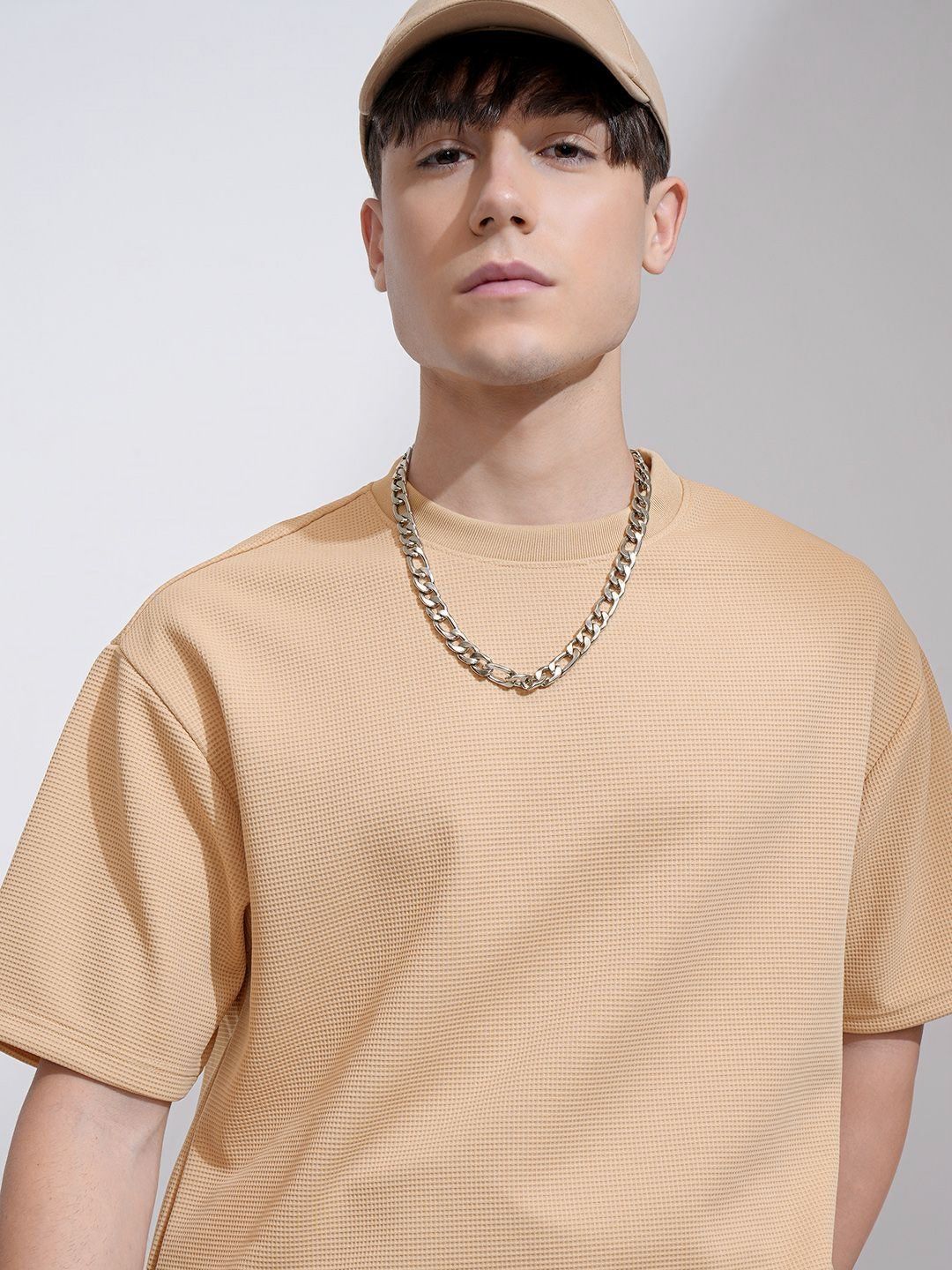 HIGHLANDER Men Self Design Round Neck Relaxed Fit T-shirt