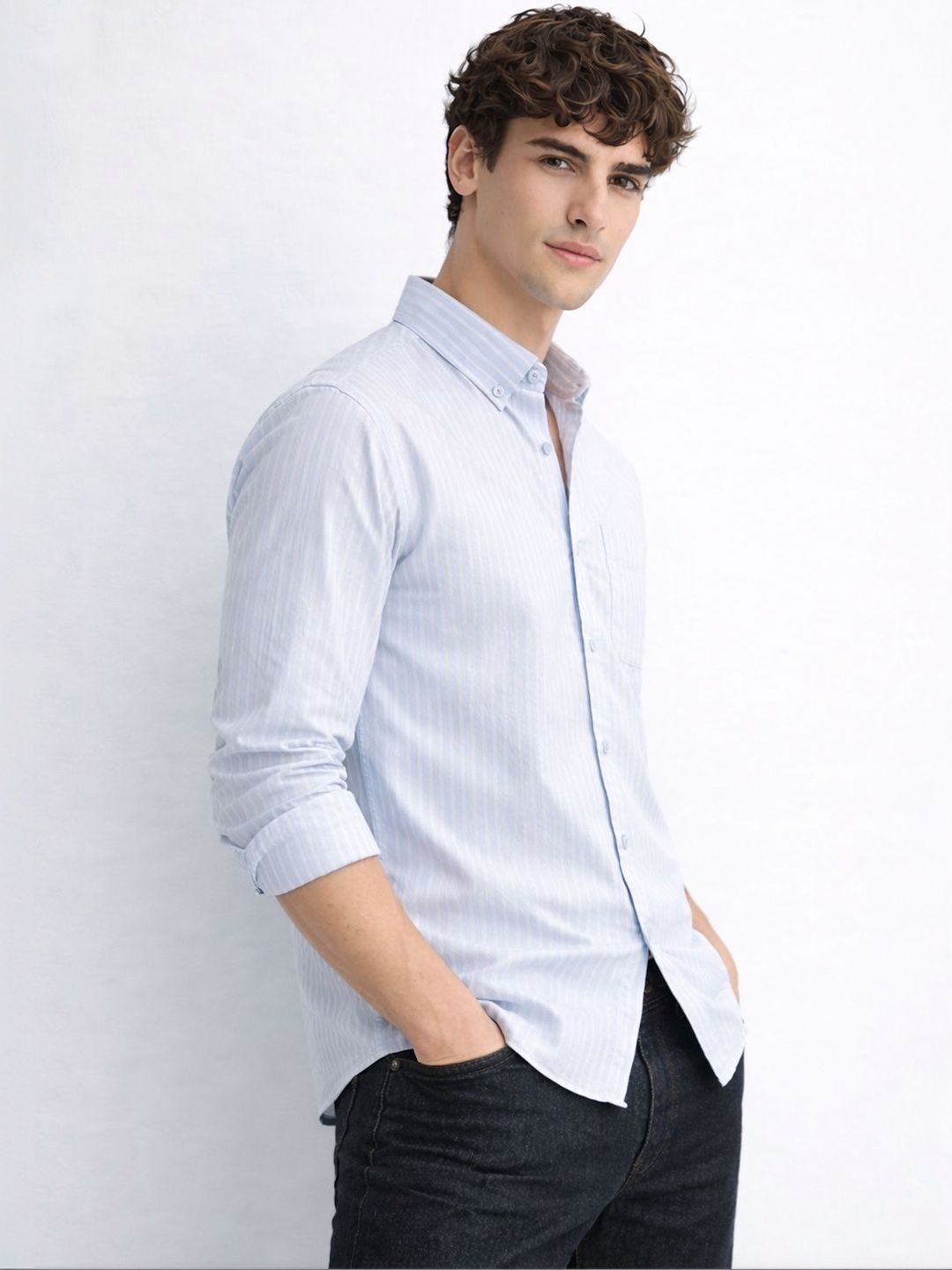 ADRO Men Standard Striped Casual Shirt