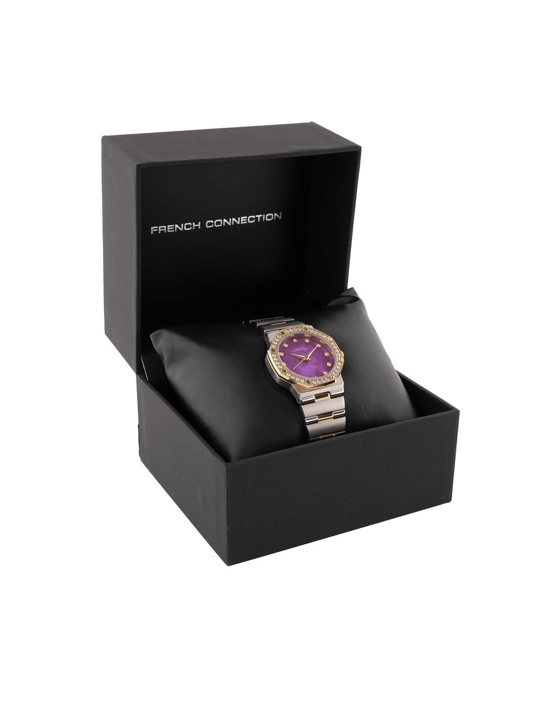 French Connection Women Embellished Dial & Stainless Steel Bracelet Style Straps Analogue Watch FCH13TM-P