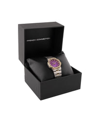 French Connection Women Embellished Dial & Stainless Steel Bracelet Style Straps Analogue Watch FCH13TM-P