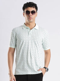Baju-T Kapas Kolar Polo Bercetak Bunga ADRO