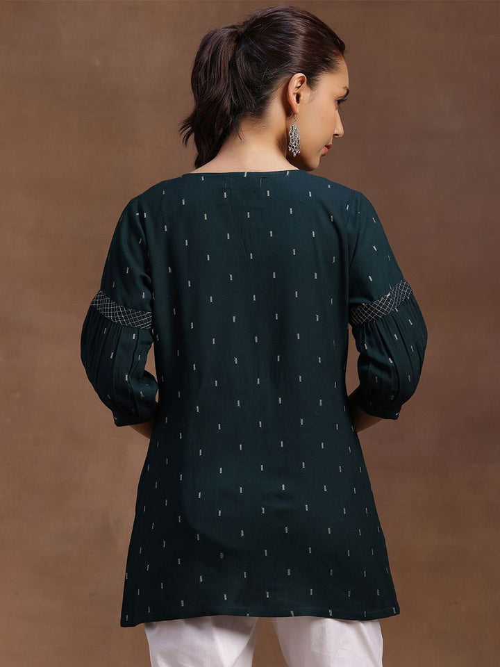 Libas Geometric Woven Design Dobby Pleated Kurti