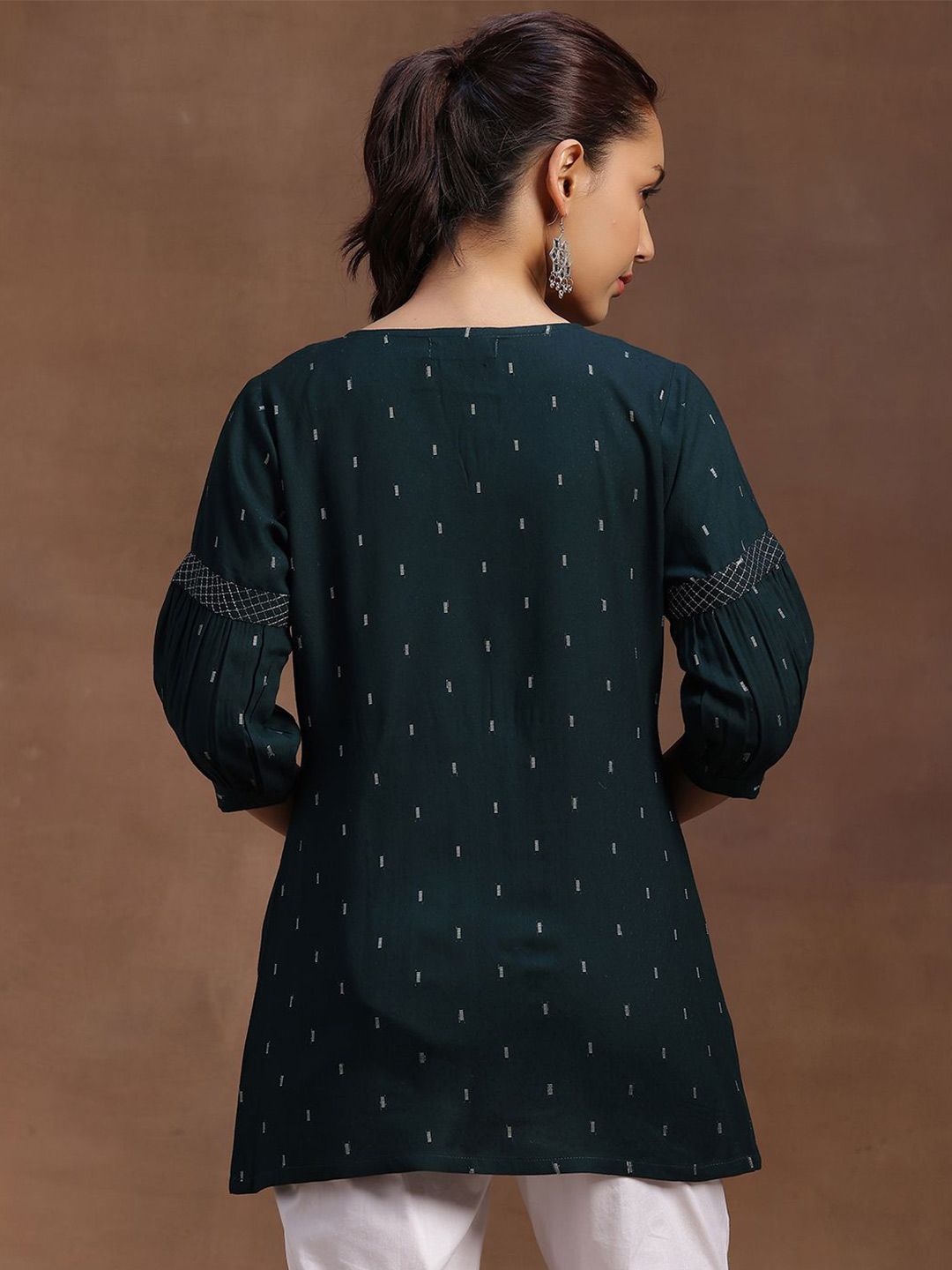 Libas Geometric Woven Design Dobby Pleated Kurti
