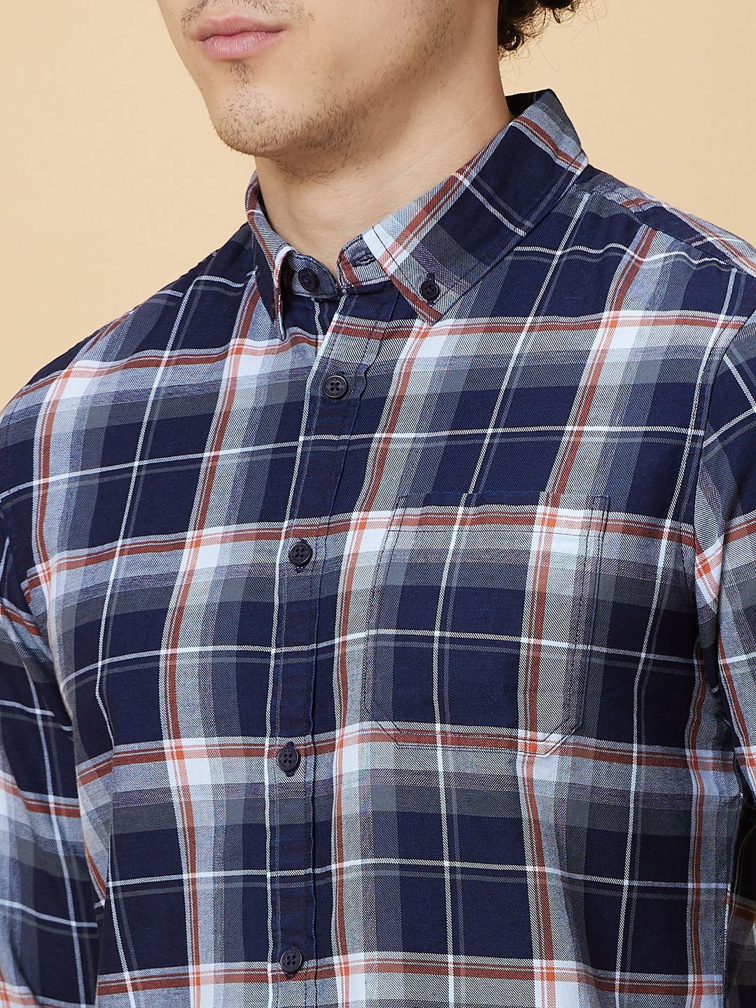 Being Human Men Classic Slim Fit Button-Down Collar Tartan Checked Cotton Casual Shirt