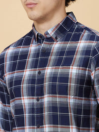 Being Human Men Classic Slim Fit Button-Down Collar Tartan Checked Cotton Casual Shirt