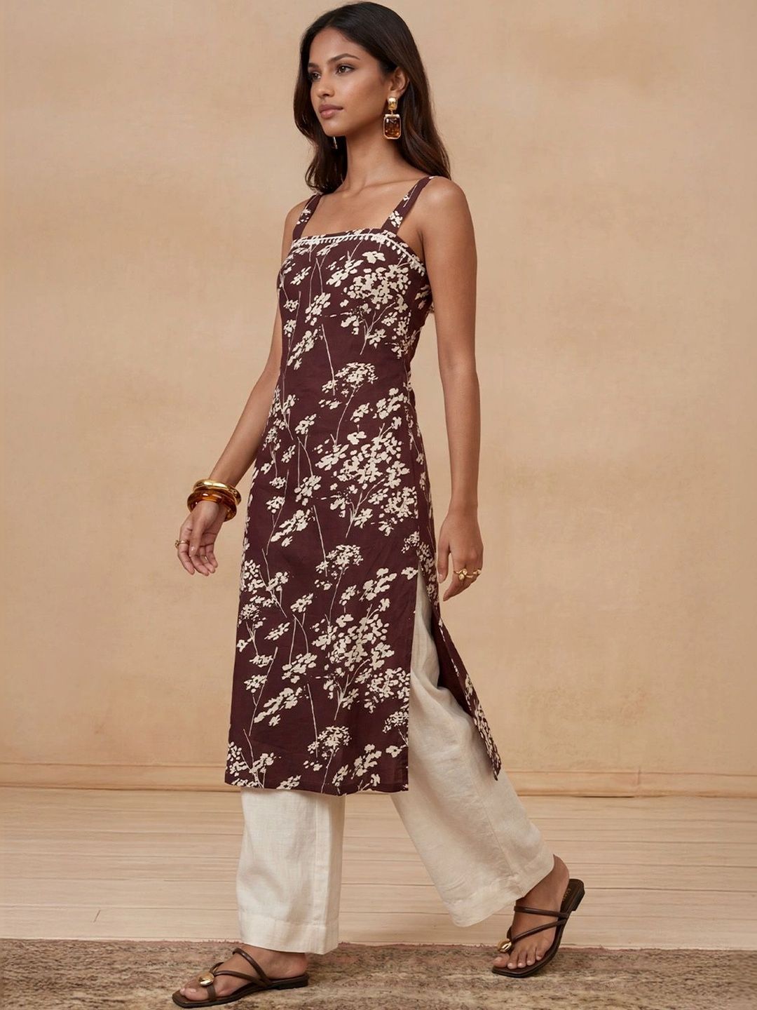 Rumah Wanita Chikankari Floral Printed Chikankari Floral Kurta