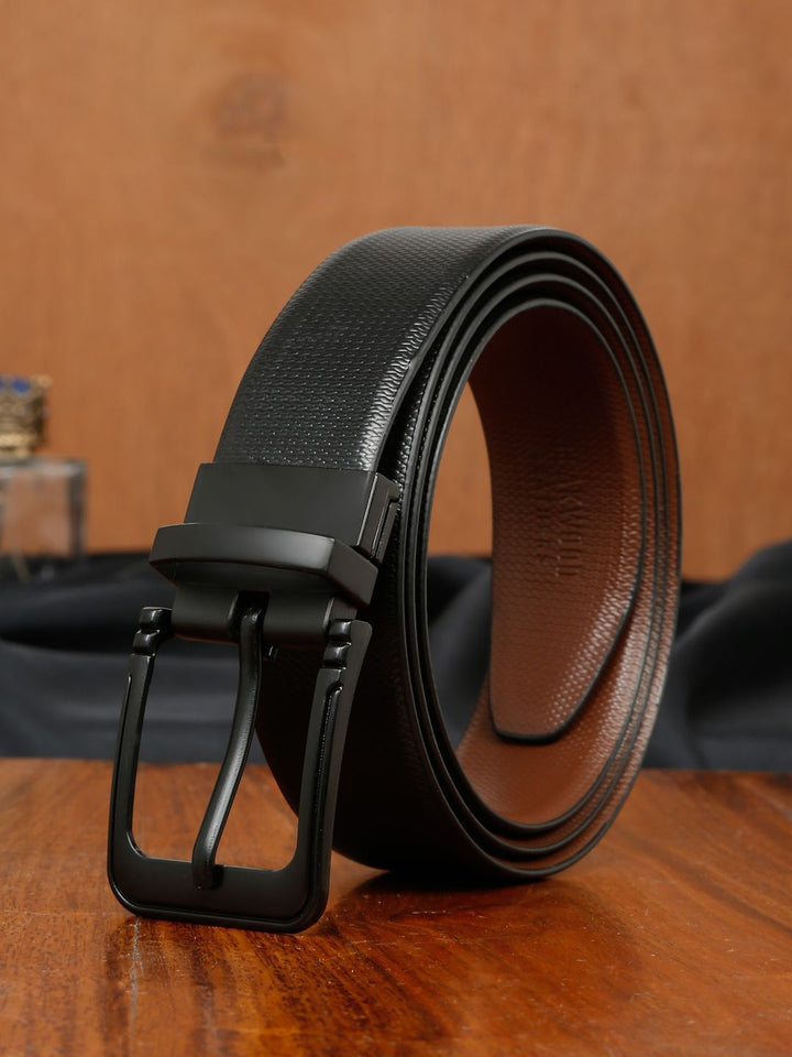 Teakwood Leathers Men Textured Leather Reversible Formal Belt
