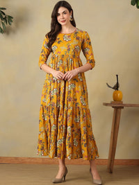 Mamicha Floral Print A-Line Midi Dress