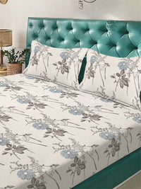 Myntra Elegant Homes Cream Floral Printed Dilengkapi Cadar King 400TC & 2 Sarung Bantal