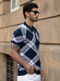 Powerlook Men Checked Polo Collar T-shirt